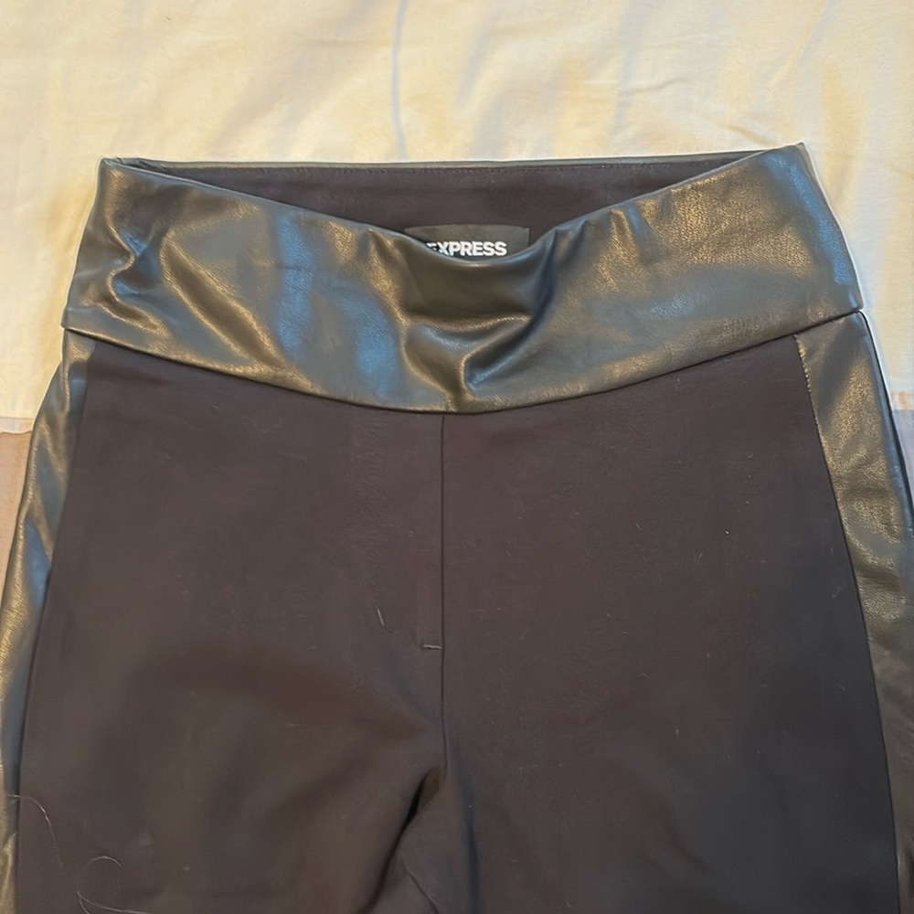 Faux Leather Trim Leggings